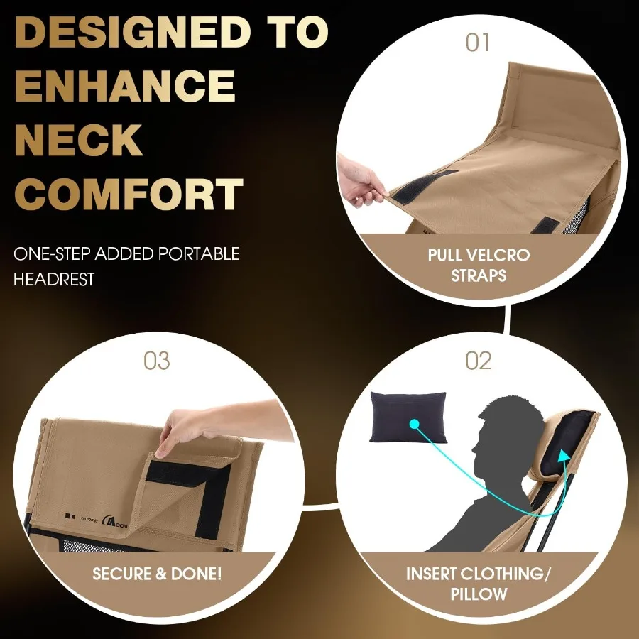 كرسي تخييم عالي الظهر قابل للطي مع مقعد عريض ودعم خلفي مريح للمغامرات الخارجية معرف التصميم المحمول والمدمج #4