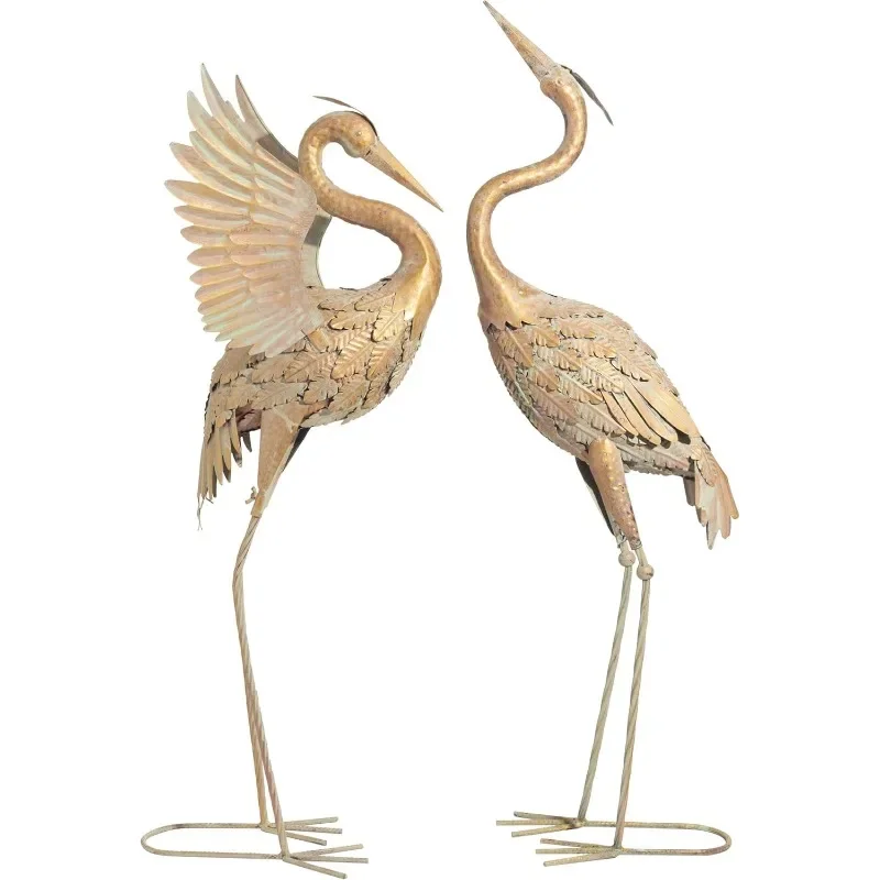 

Yard Decorations Outdoor Garden Statues, Gold Metal Crane Yard Art, 33-39inch Lawn Ornaments for Backyard, Outside Porch