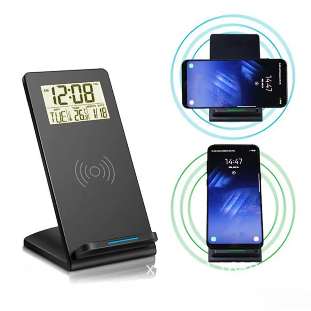 Clock Wireless Charger Wireless Charger Fast Charging Wireless Phone Charger Stand with Date Temperature Display for 10w