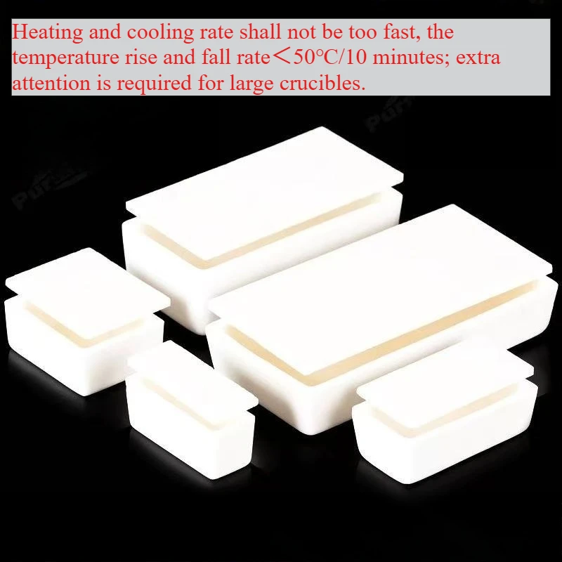 60-510ml Large Capacity 99% Alumina Square Crucible with Lid, High Temperature Resistant for Muffle Furnace and Tube Furnace