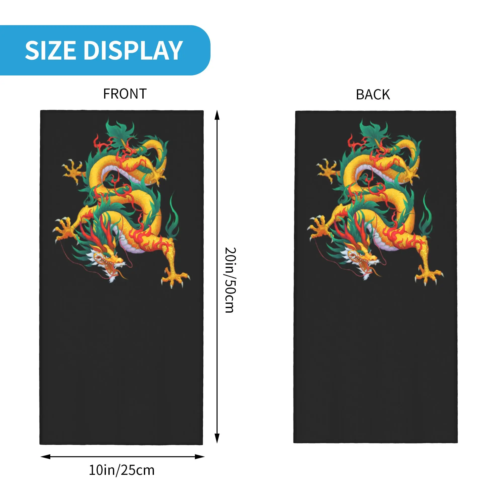 Custom Golden Green Dragon Tattoo Bandana Winter Neck Warmer Men Windproof Wrap Face Scarf for Hiking Chinese Oriental Mythical view 2