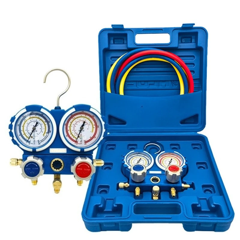 VMG-2-R22-B Refrigerant Manifold Gauge Set R410a R134a R32 HVAC Pressure Dual Meter Air Conditioning Charging Tool Kit