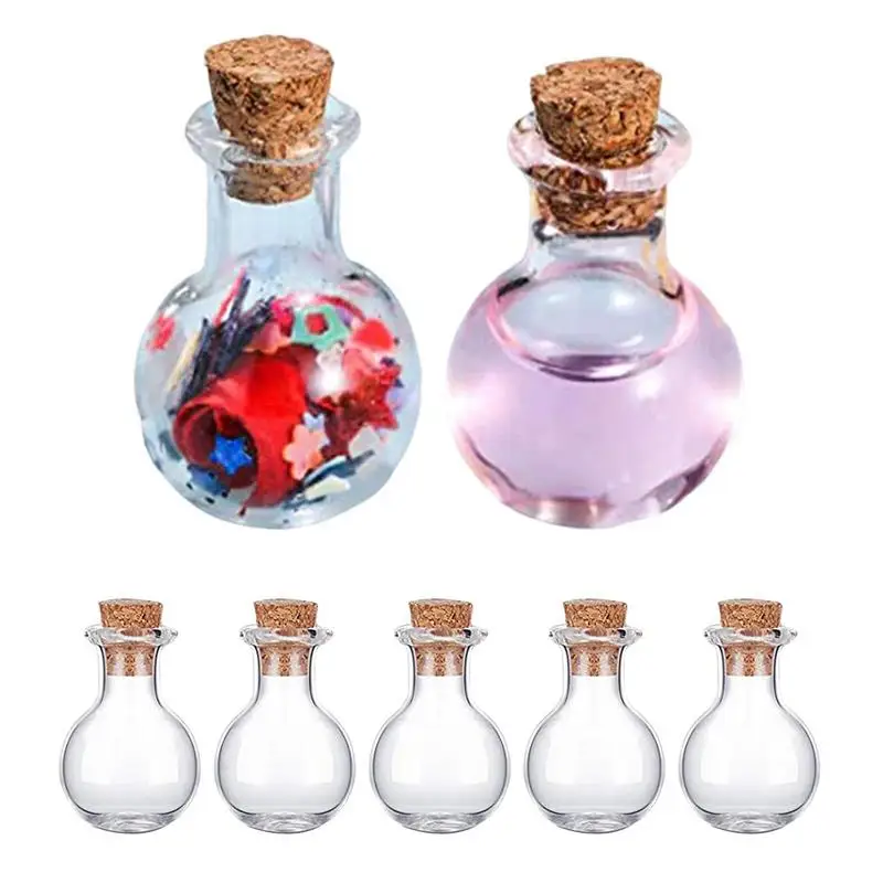 Wishing Bottle 10 Pcs Mini Glass Bottles With Wooden Cork Message Bottle For Wedding Favors Tiny Glass Jars Home Accessories