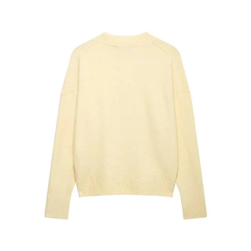 Women's Soft Knit Jumper New 2026 Autumn Boat-Neck Long Sleeve Casual Knit Loose Female Sweater With Ribbed Trims Lady Chic Tops