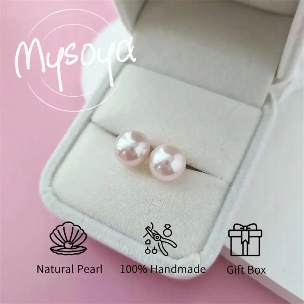 

MYSOYA Japanese Akoya Saltwater Pearl Earrings 9mm Pearls Gift Box Gift for Her Wedding /Christmas /Birthday /Anniversary Gift