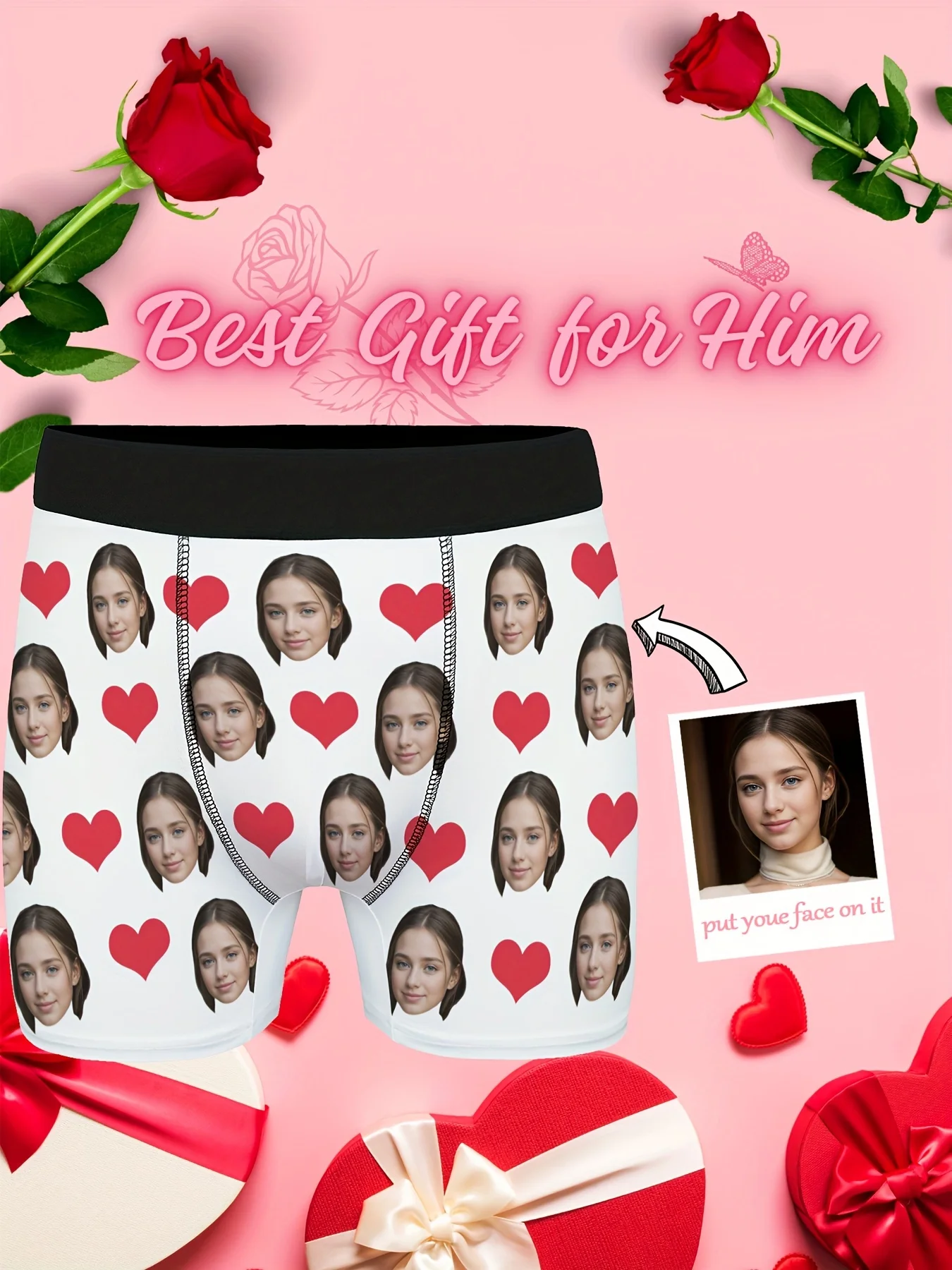 Custom Face-Shaped Men'S Boxers with Personalized Designs, Perfect Gifts for Boyfriends And Husbands. Features Customizable