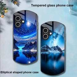 Pyramid Starry Sky For Apple IPhone 16 11 13 15 14 Pro Max 12 Mini 7 8 Plus XR X XS Elliptical Shaped Tempered Glass Phone Case