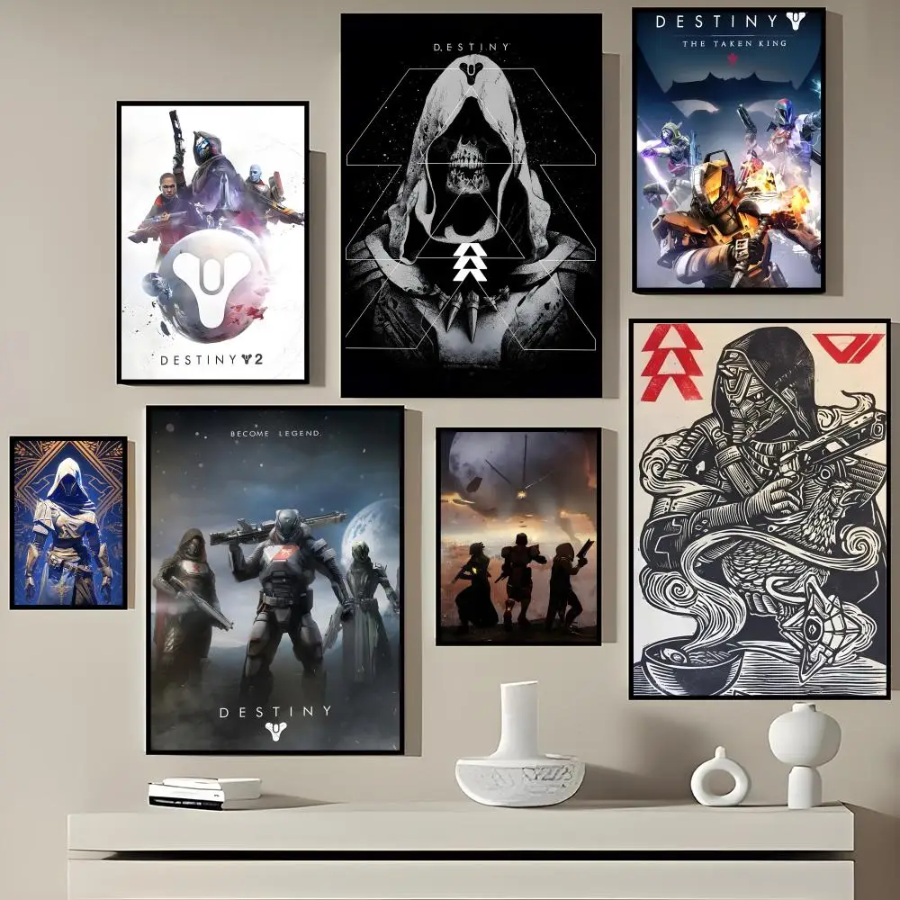 Póster autoadhesivo de Game D-Destiny 2, pegatina de papel impermeable para decoración de pared de cafetería, Bar, habitación