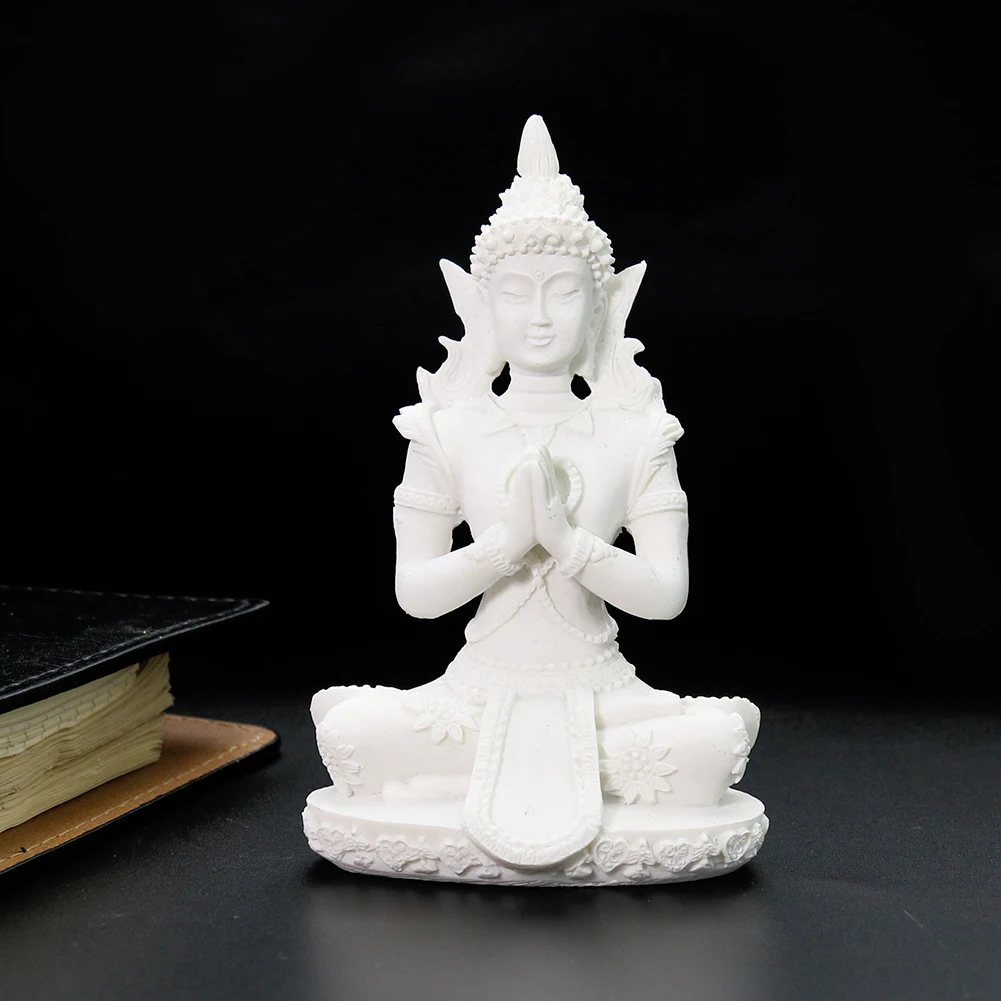 Religion Sitting Buddha Ganesha Shakyamuni Buddhist Monk Lotus Sandstone Sculptures Crafts Meditation Sacred Belief Home Decor