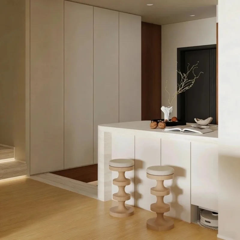Modern Wood Bar Chairs Kitchen Luxury High Living Room Designer Restaurant Bar Stools Comfortable Taburete Alto Home Furniture