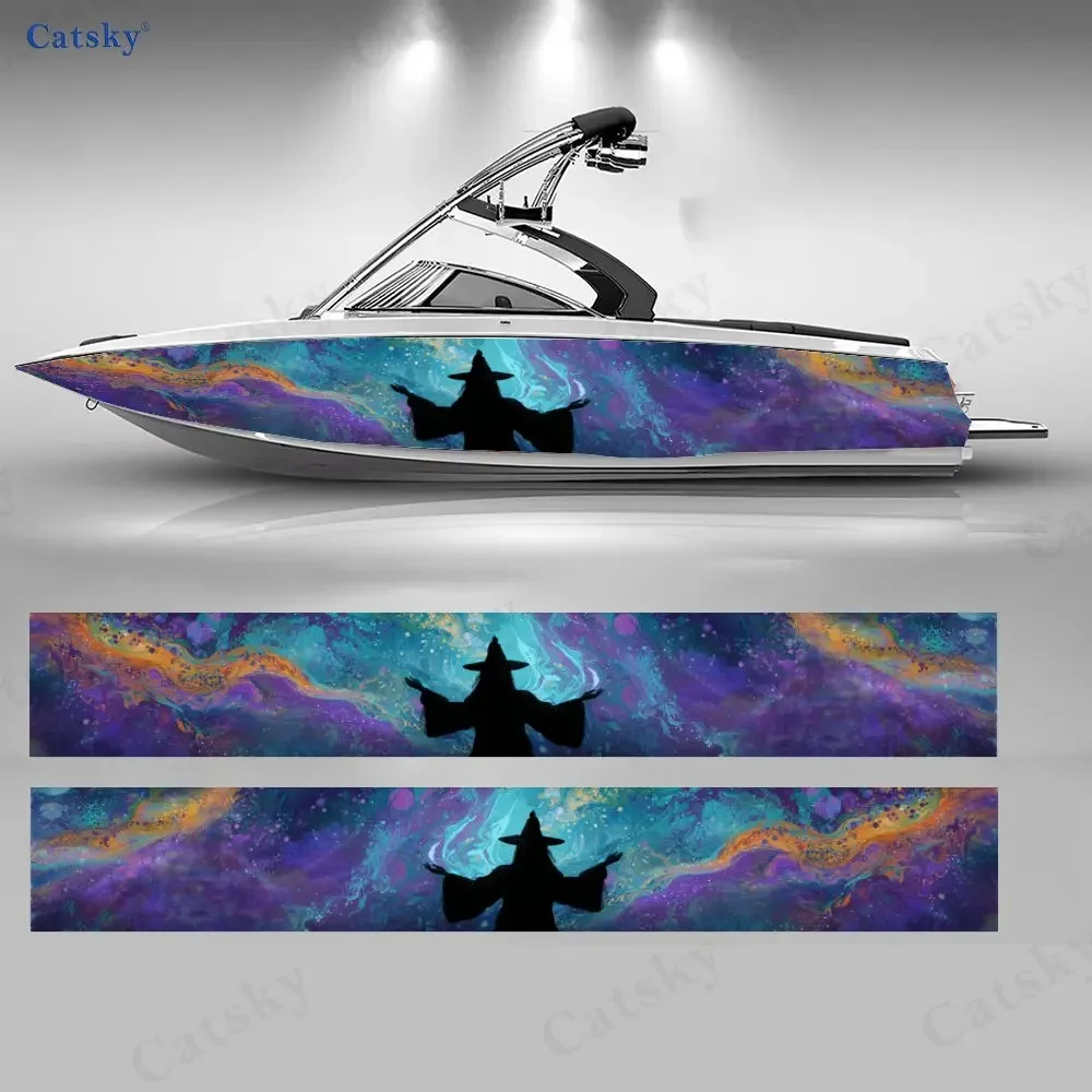 Colorful Milky Way Star Wizard Special Dreamy Boat Sticker Vinyl Ship Pontoon Deck Boat Fishing Decorative Pontoon Boats Decal