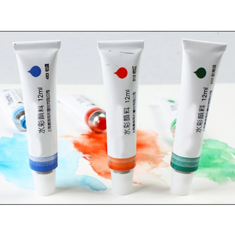 Professional สีน้ำชุดสำหรับศิลปินเริ่มต้นผู้ใหญ่เด็กนักเรียน 12 หลอด Rich Pigment สีน้ำหลอดชุด