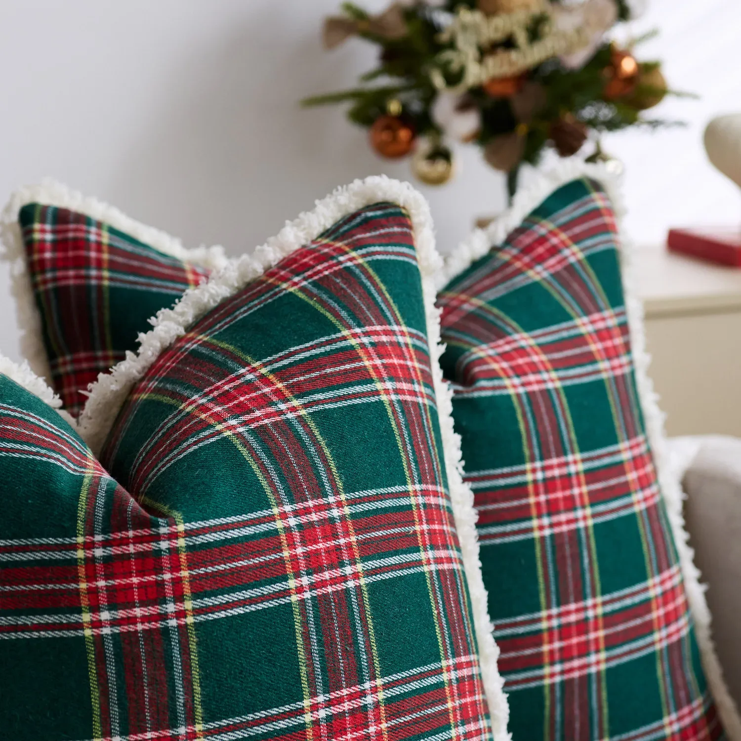 New Christmas Checkered Pillow Cover Checkered Fabric Sofa Pillowcase Home Sofa Cushion Matte Material