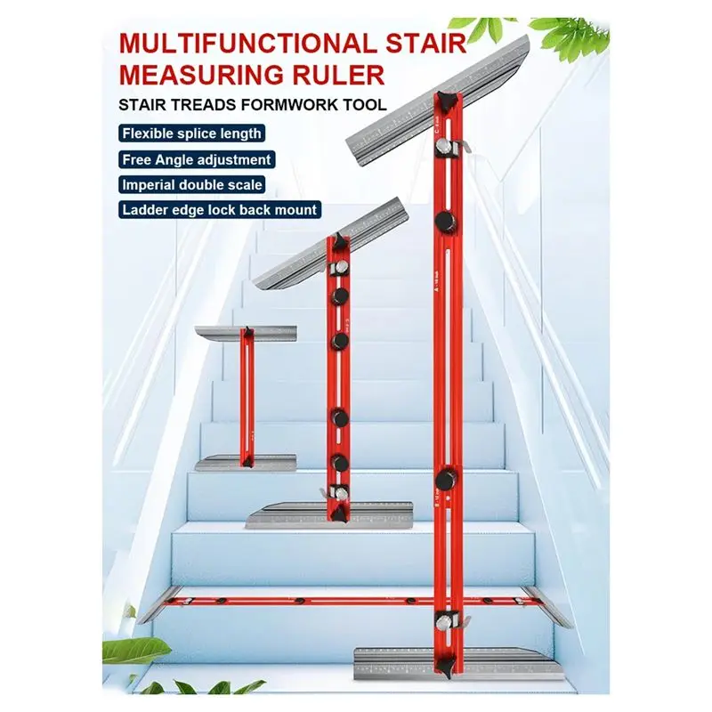 AS63-Professional Stair Tread Template Tool Shelf Scribe Stair Measuring Jig For Risers Wall Partitions