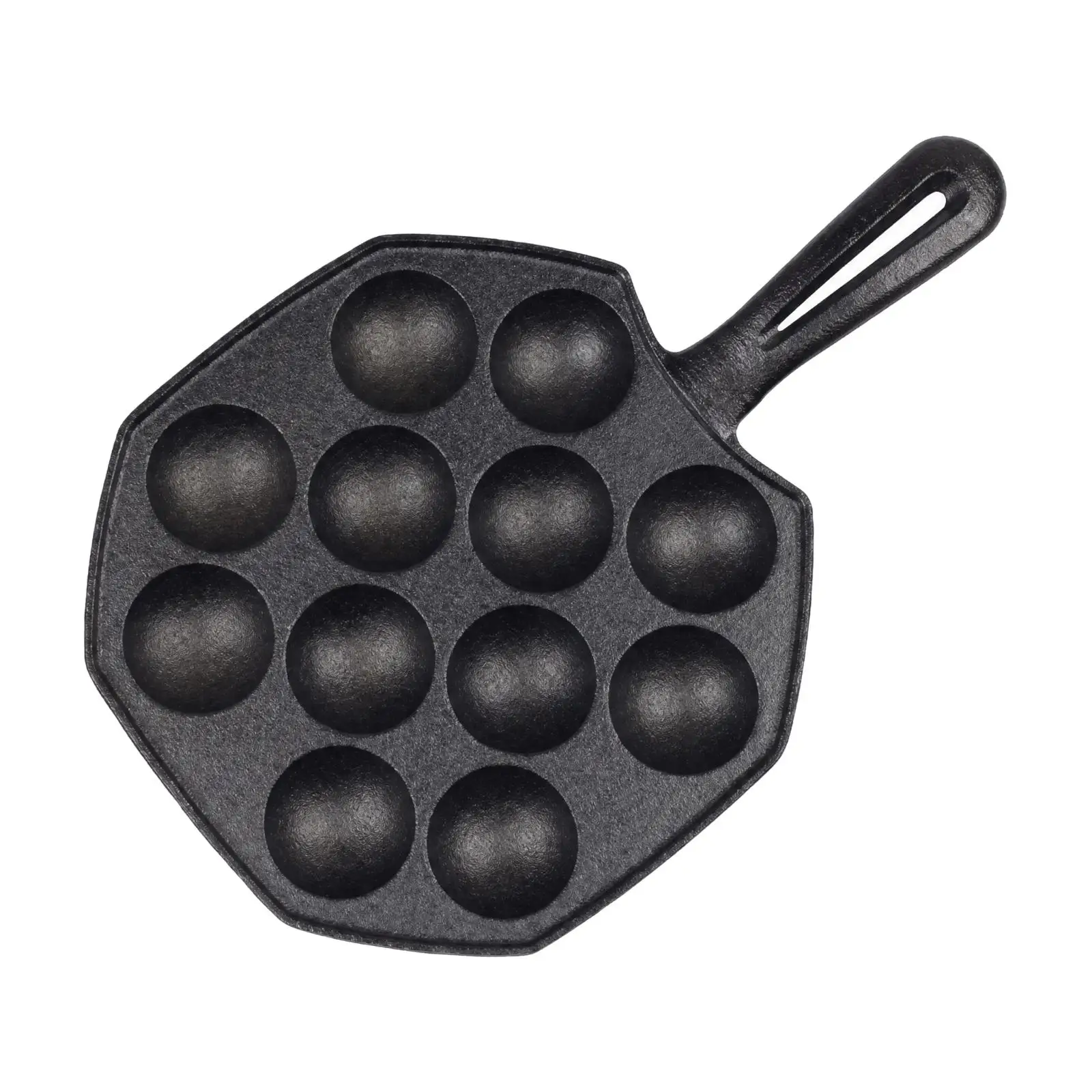 Uncoated Cast Iron Takoyaki Pan with Hemispherical Molds for Even Heating Octopus Ball Grill Stovetop Japanese Snack Kitchen