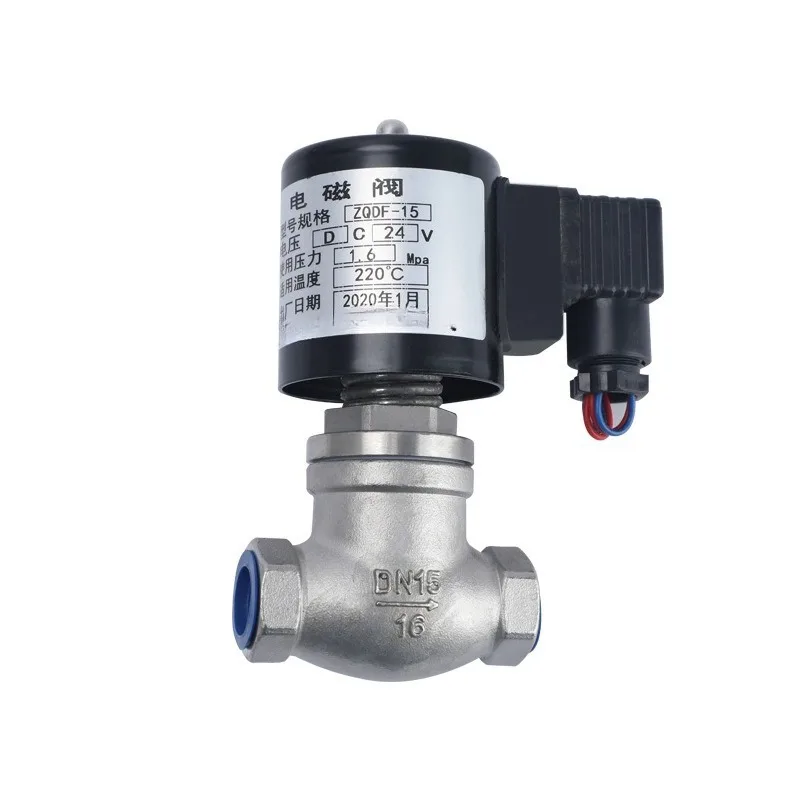 For ZQDF High Temperature and High Pressure Steam Solenoid Valve 304 Stainless Steel Internal Thread Wire 220V