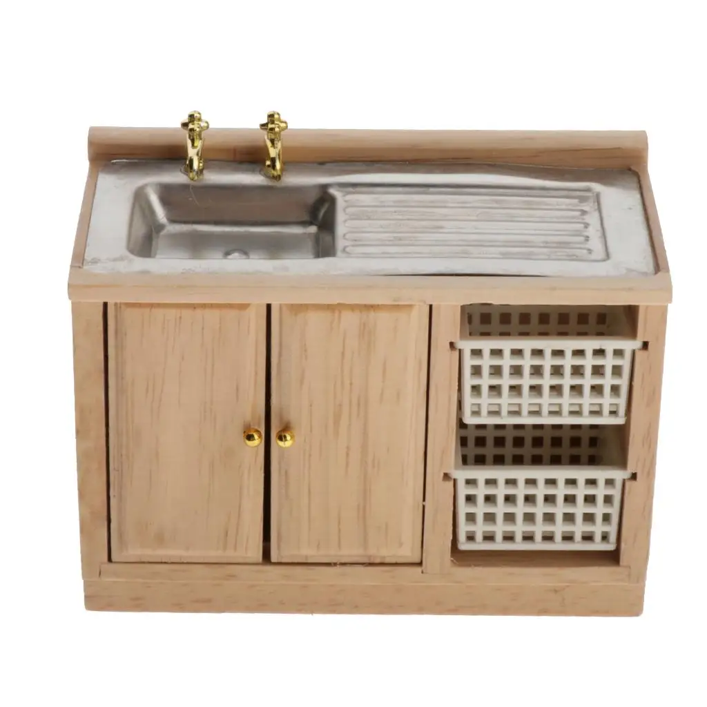 1:12 Dollhouse Mini Furniture Kitchen Cupboard Bathroom Wash Basin Cabinet Toys