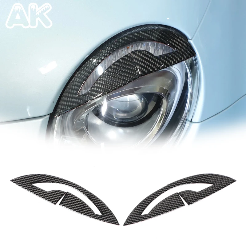 

For Fiat 500 Abarth 2016+ Soft Carbon Fiber Car Headlight Eyebrow Cover Trim Sticker Car External Accessories