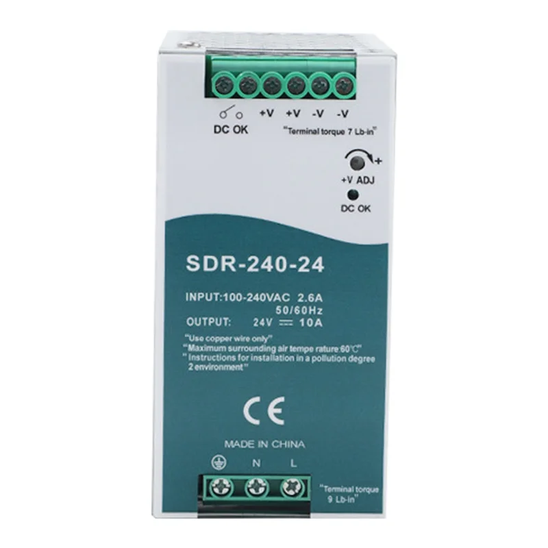 Y43A-SDR-240-24 Switching Power Supply With PFC Function 150% Peak Load Capability DIN-Rail Switching Power Supply