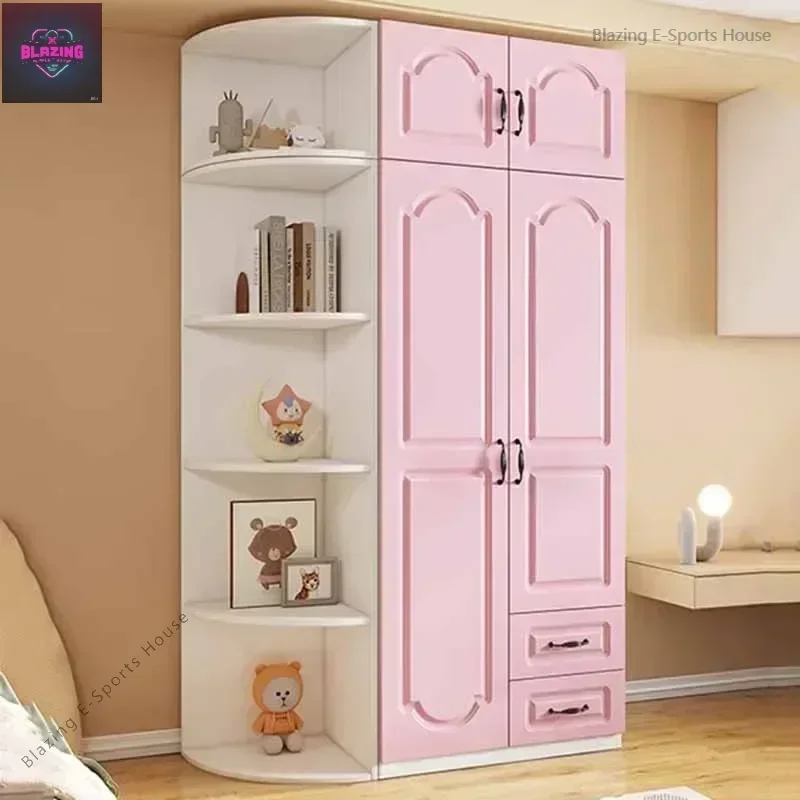 Pink Two Door Wardrobe Clothing Organizer Korean Style Wooden Wardrobe Summer Heavy Duty Schlafzimmer Schrank Salon Furniture