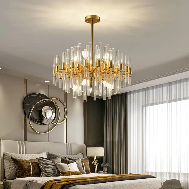 Modern simple living room lamp, high-end hall crystal chandelier