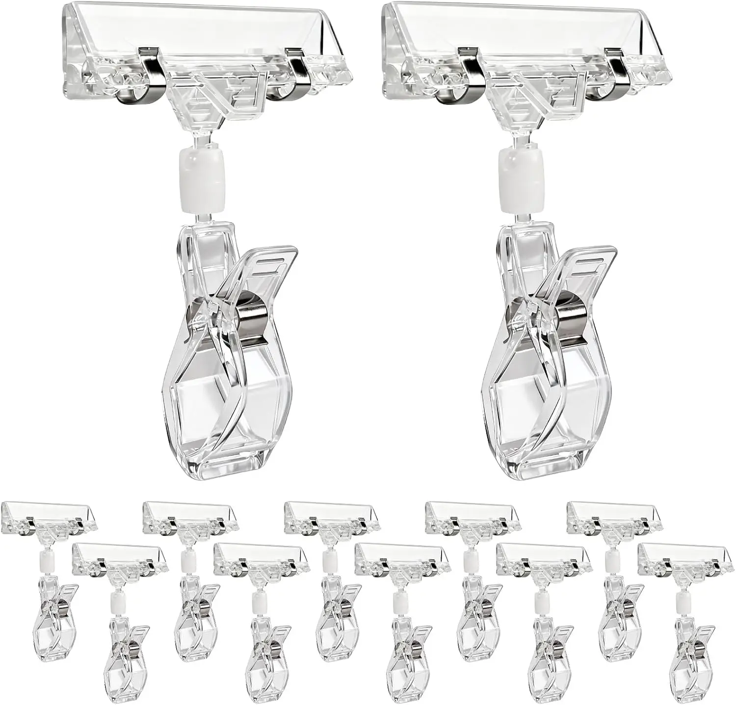 10/5PC Sign Clips for Retail Display Double Sided Sign Holder Clips Clear Acrylic Price Sign Clamps Merchandising Rotatable Clip
