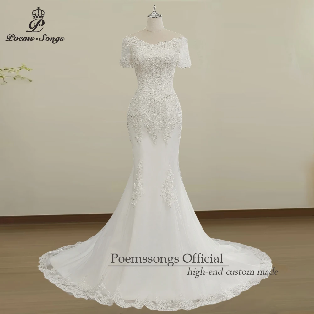 Customized Stunning Short Sleeve Wedding Dress Vestidos de Novia Boda High-Quality Lace Detail for an Elegant and Chic Bride