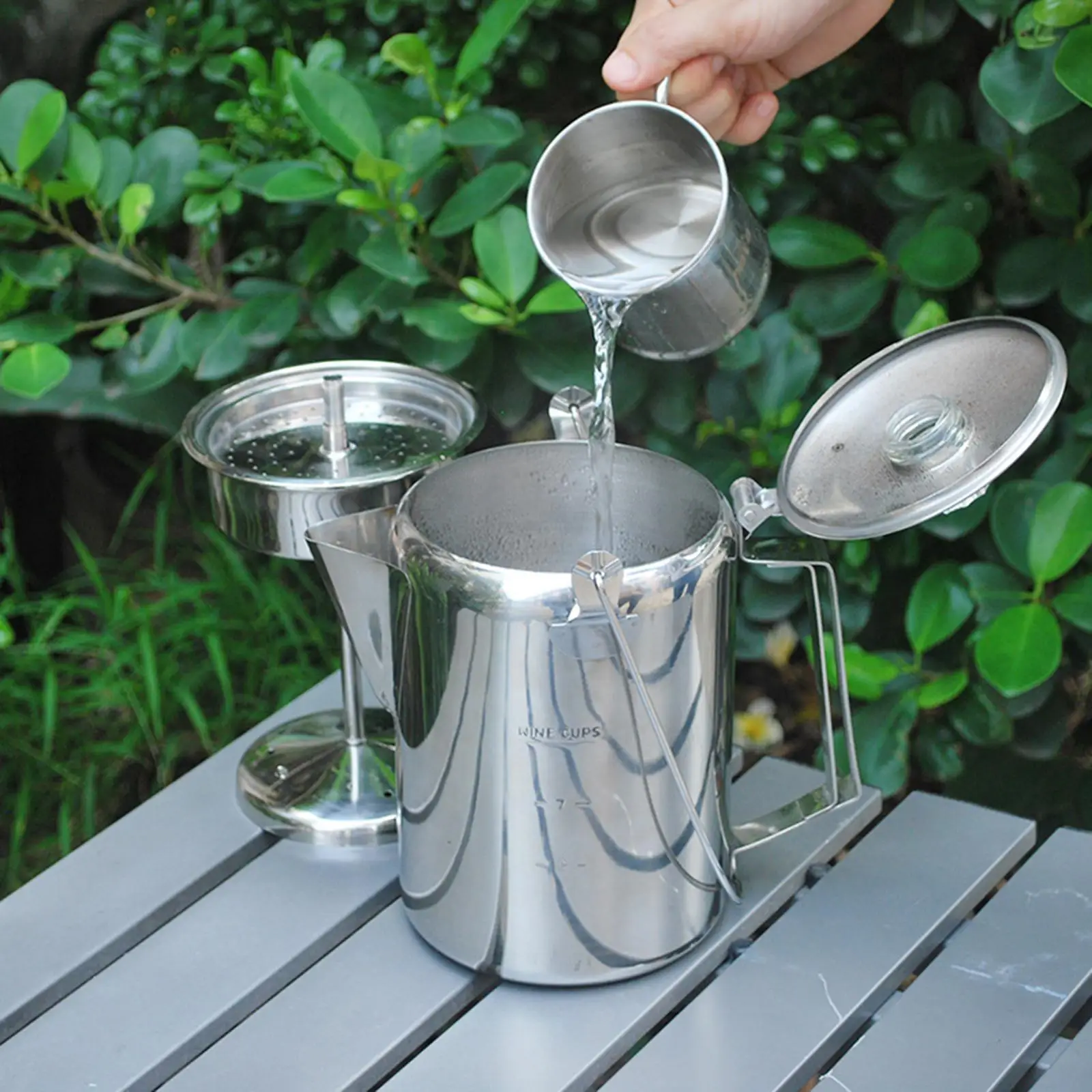 Portable Stainless Steel Camping Water Cup with Handles and Lid - Ideal for Outdoor Activities