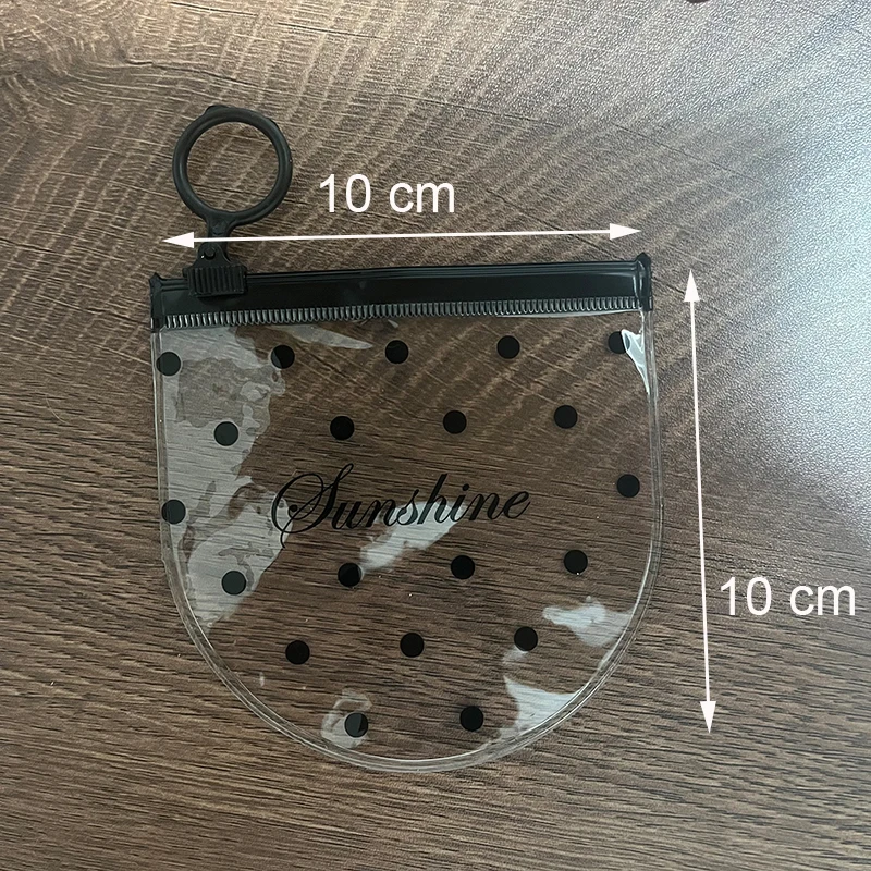 أكياس بلاستيكية من كلوريد البولي فينيل لحلقة السحب ، على شكل قوس ، نقطة سوداء ، شفافة ، أكياس منظمة ، مورد تغليف المجوهرات ، السفر ، 10