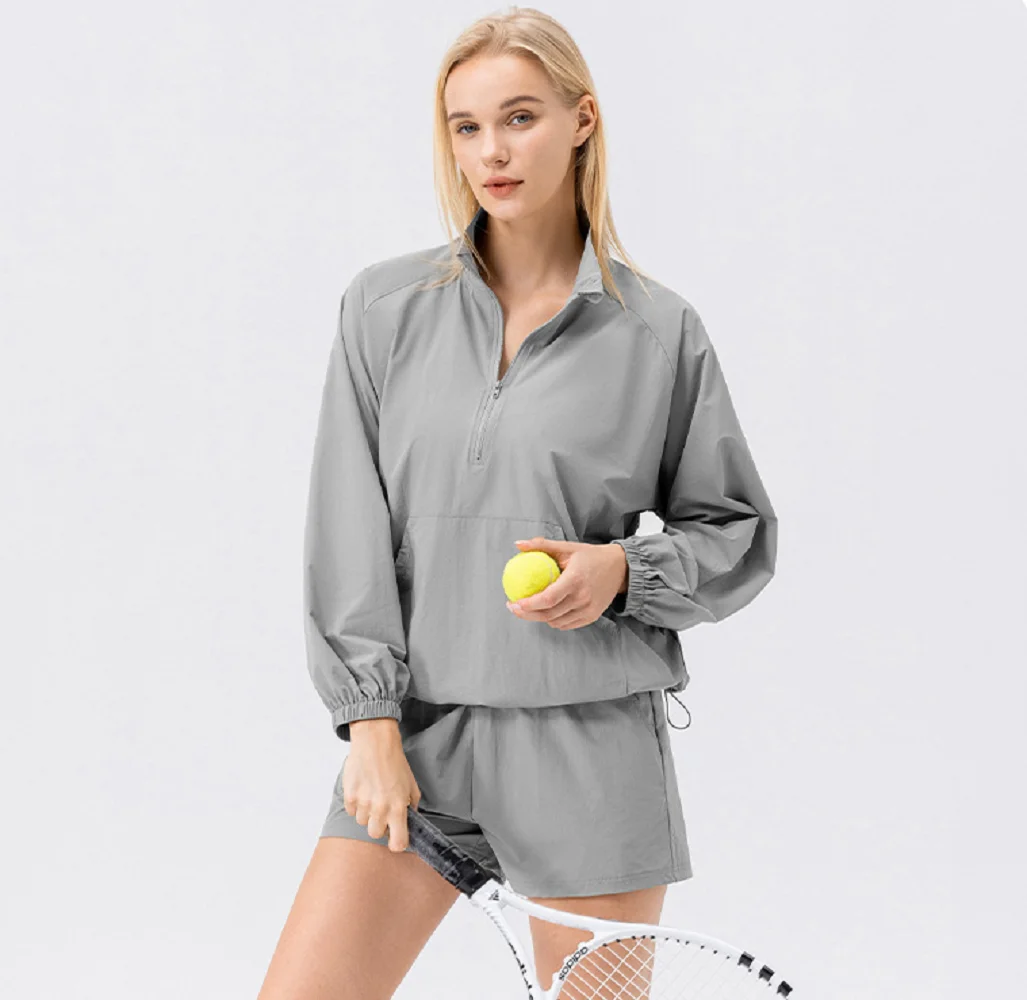 Wholesale New Women's Fashion Sport Fitness Loose Top Jacket Quick Drying Breathable Tennis Running Long Sleeve Coat Sweatshirt