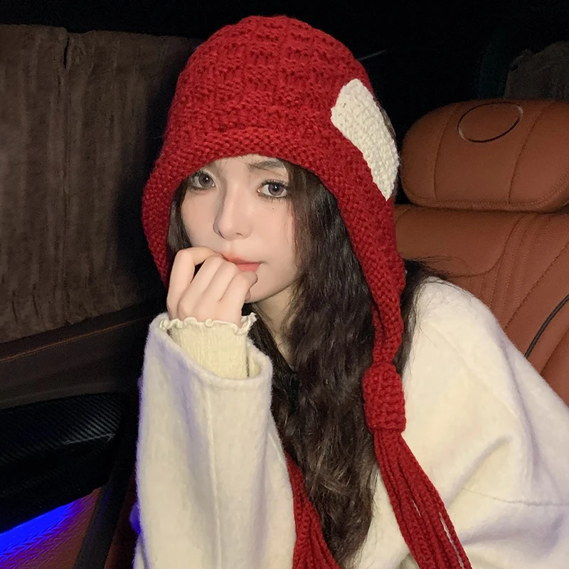 【Peace】Autumn And Winter Warm Handmade Braid Knitted Hat Trend New Fashion Patch Tassel Wool Hat