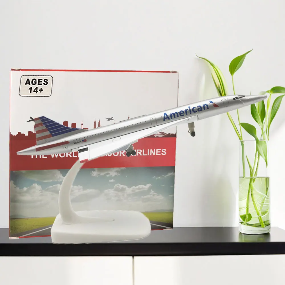 

Diecast Air Plane Model 20CM Concorde American Airlines Airplane Model Airliner Alloy Collection Home Decor Miniatures