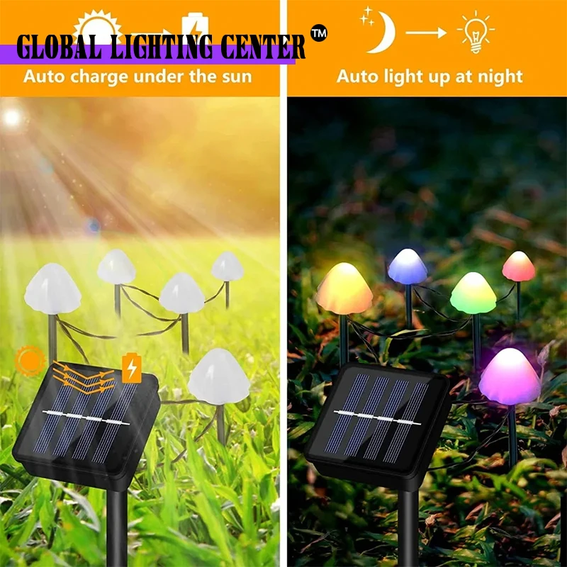 Guirnalda de luces LED solares de colores para jardín, decoración de patio, lámparas enchufables para suelo de césped, luces impermeables simples para exteriores