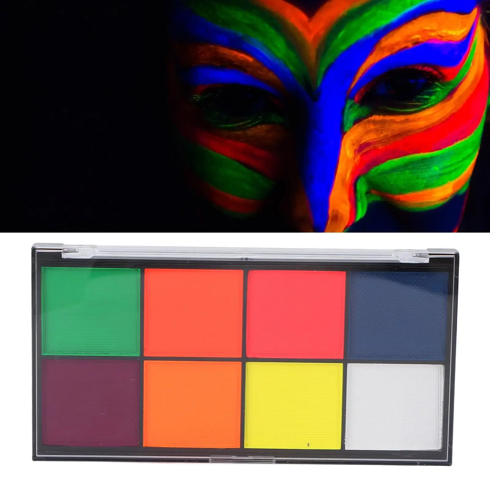 Fluorescent Face Paint Kit - 8 Quick-Dry Colors, Easy to Clean, Cosmetic Grade, 40g for halloween Body Art