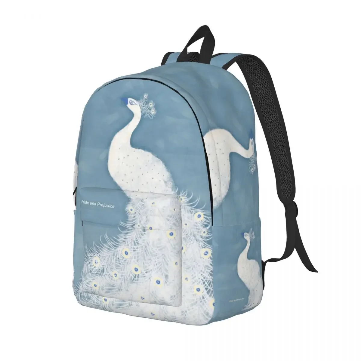 Pride And Prejudice Jane Austen Literary Art Canvas Backpack for Boys Girls Peacock Feather College School Travel Bags Bookbag