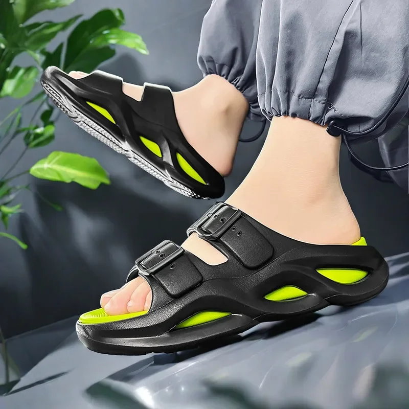 Sneackers Men's Leather Flip Flops Popular Goods 2024 Beach Shoe No-Leather Casual Plastic Clappers Slippers Sneakers Tennis