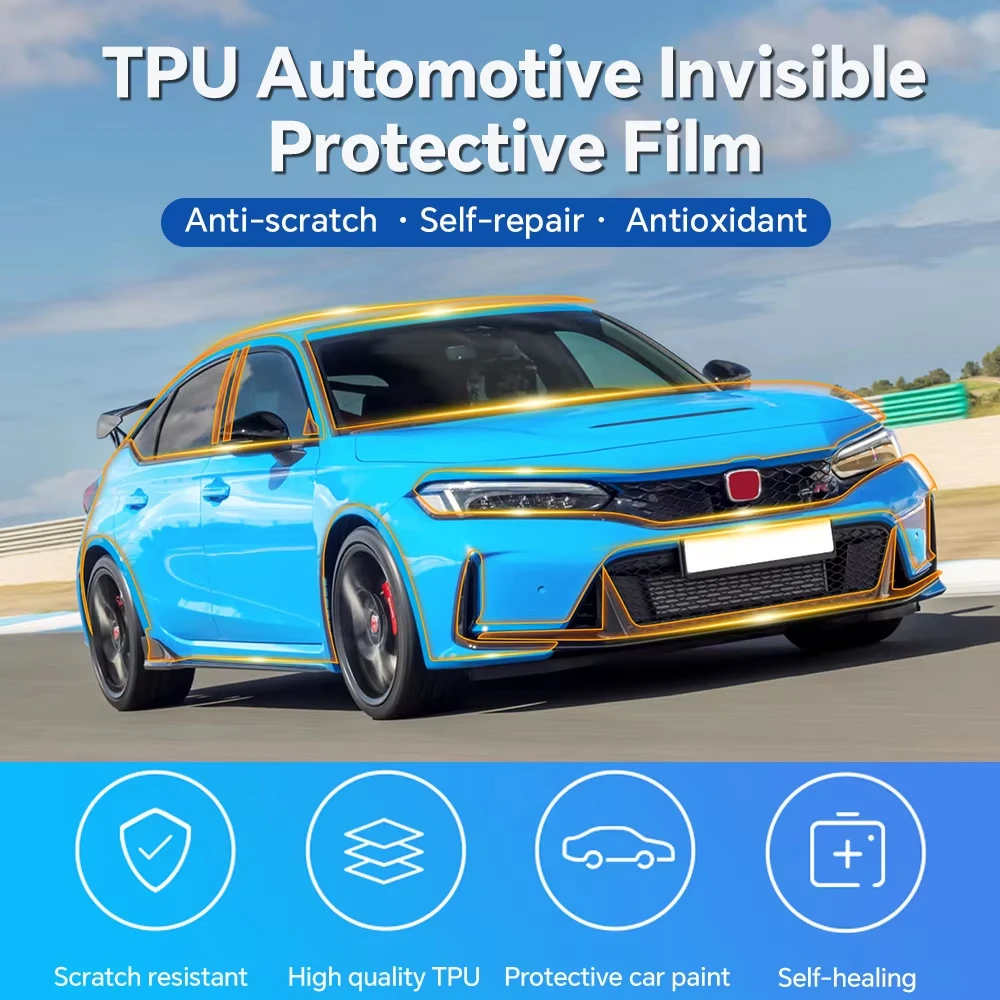 

For Honda Civic Type R 2023 2024 8.5Mil TPU Scratch-resistant Paint Protection Film Self-Healing Clear Bra Invisible Pre-cut PPF