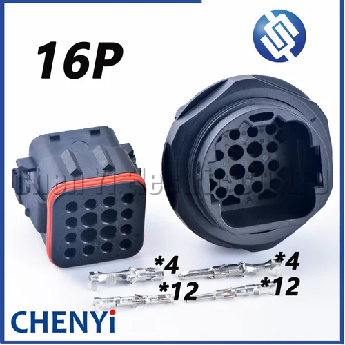 Imagen 1 del producto Conector de automóvil impermeable macho hembra de 16 pines (4B + 12S) enchufe electrónico 132124-001 132124-000 con pines