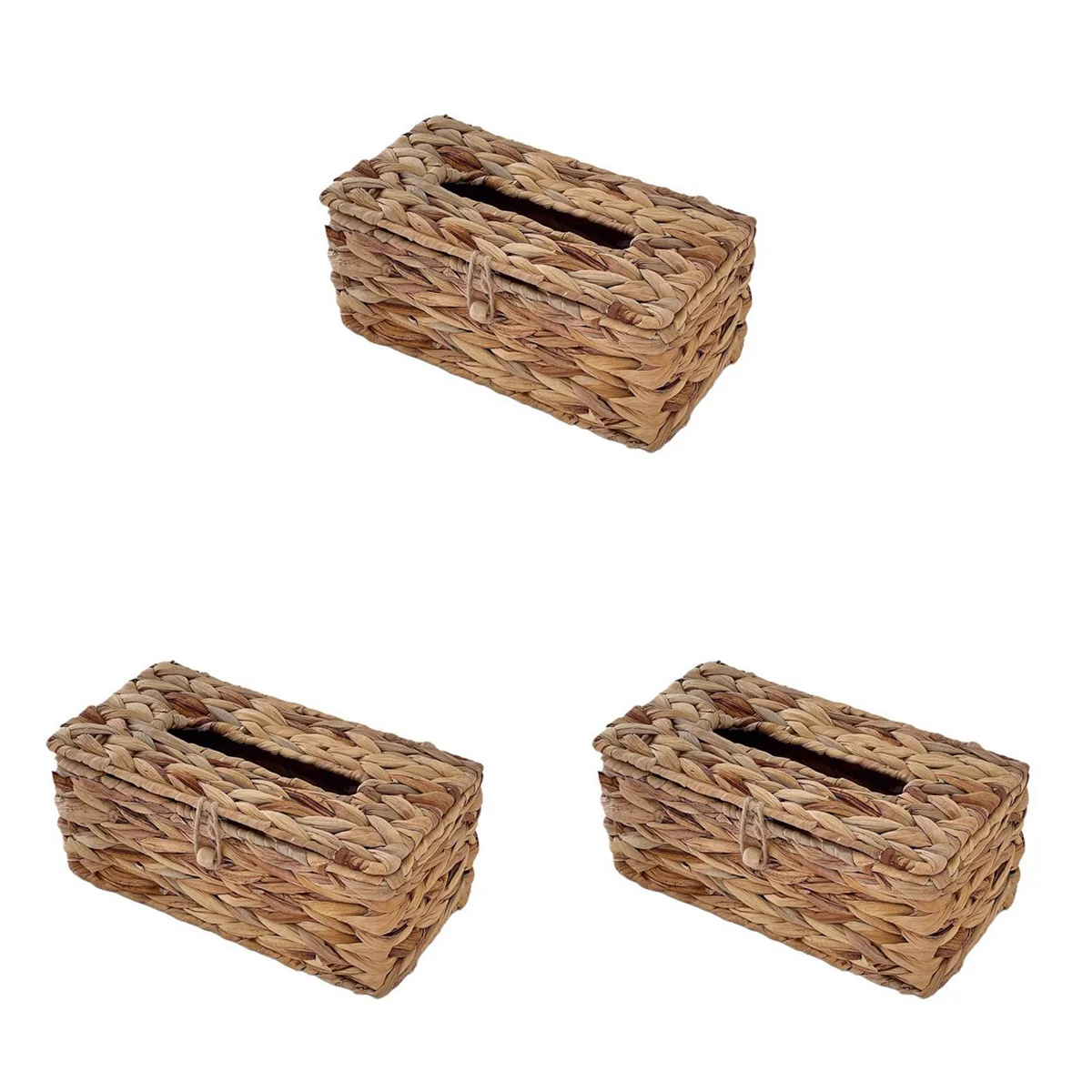 

3X Ins Water Hyacinth Woven Tissue Box Rattan Woven Lid Sanitary Box Household Living Room Pumping Paper Box Storage