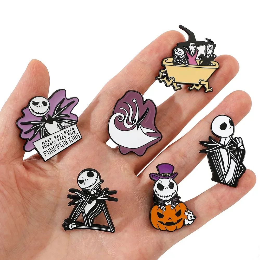 9pcs Disney The Nightmare Before Christmas Cartoon Brooch Enamel Pin Creative Jack Sally Badge for Bag Clothing Decoration Gifts