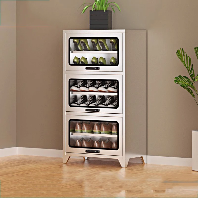 Zapatero Metálico Resistente, Lujoso, Económico, Hermoso y Moderno, Mueble de Almacenamiento para Zapatos con Cajones, Ahorra Espacio, Armario Zapatero para el Hogar