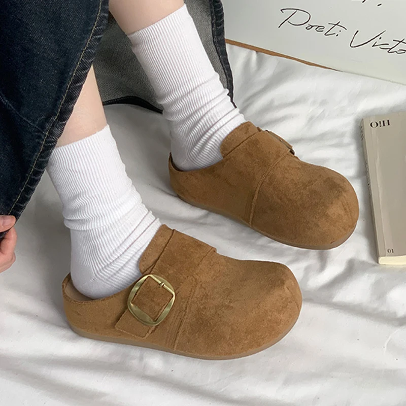 

Женские тапочки на плоской подошве, повседневные модные туфли-лодочки на платформе, замшевые весенние 2026, новые брендовые уютные шлепанцы, прогулочные спортивные женские Zapatos