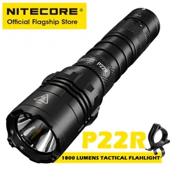 NITECORE P22R Tactical Flashlight USB-C Rechargeable Direct Charge 1800 Lumens Military Self-defense Torch Light, 18650 Battery