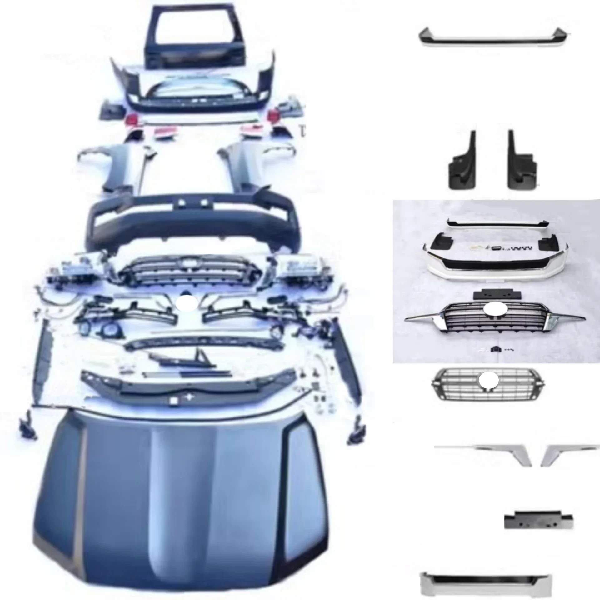 Akcesoria samochodowe do Toyota Land Cruiser 08-19: Nowy styl, przedni i tylny zderzak, maska silnika, grill, błotnik, reflektor.