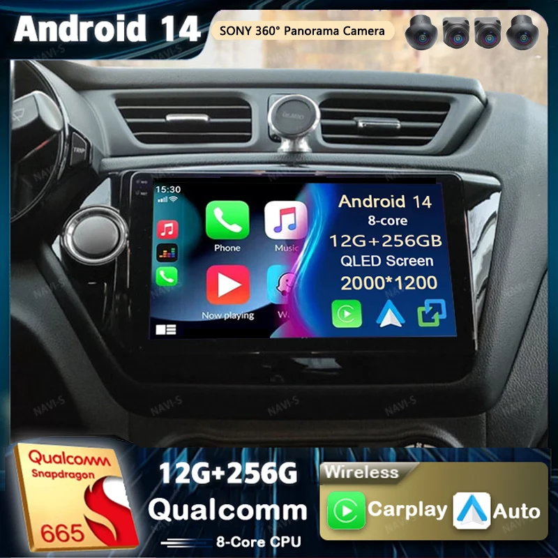 

9" Android 14 Carplay Car Radio For Kia RIO 3 4 2011 - 2016 Multimedia Video Player Navigation GPS Stereo 2Din DVD 360 Camera bt