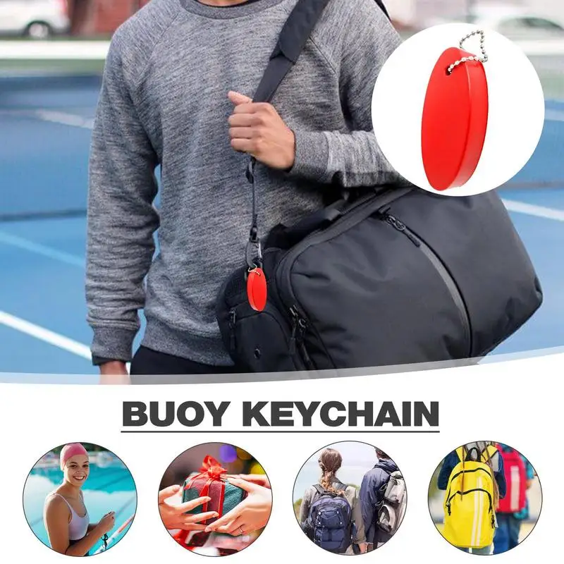 Key Floats For Boats Oval PU Keyring With Funny Buoy Shape Men's Fashion Sports Fan Key Chains For Camping Fishing Swimming