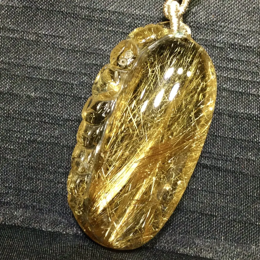 

Подвеска из натурального золота с рутилированным кварцем, цветок, ювелирные изделия из рутилированного кварца, 47,5*24,5*14 м для мужчин и женщин, Бразилия AAAAAAA