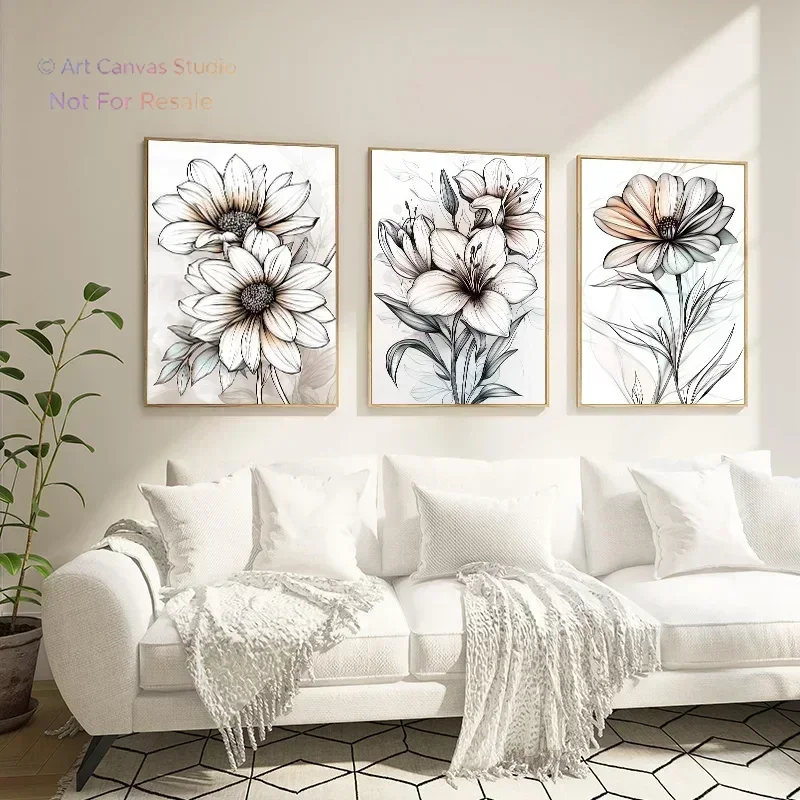 new Boho Magnolia Sketch – Watercolor Floral Botanical Rose Frameless Canvas for Home Room  2026