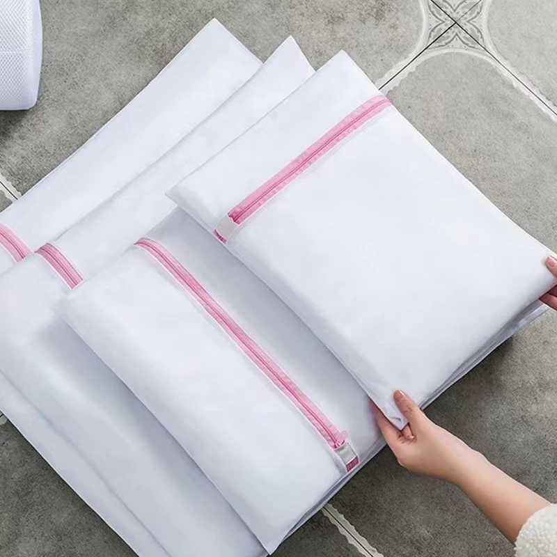 Fine Mesh Laundry Bags Pink Zipper Durable Large Capacity Delicate Lingerie Washing Bag Anti-deformation Clothes Storage Pouch - view 3
