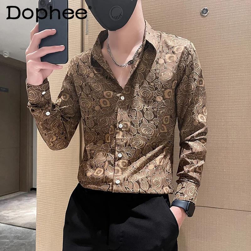 2025 New Spring and Autumn High-end Long Sleeve Shirt Men's Fashion Trendy Loose Casual Youth Popular Turn-down Collar Shirt